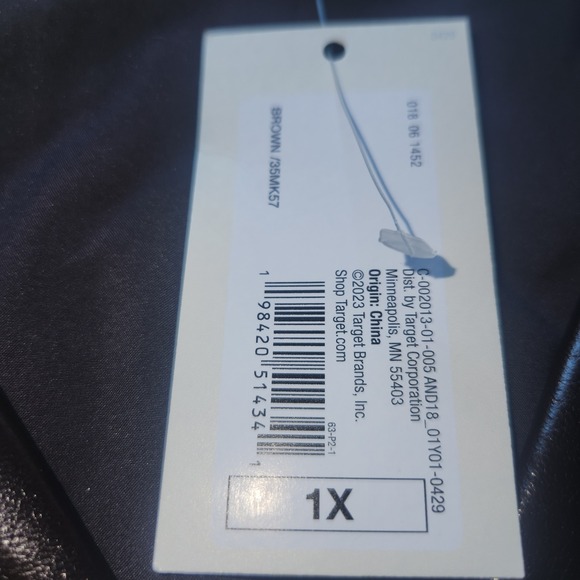 A‎ New Day Faux Leather Jacket Brown Button Front Blazer 1X - Picture 3 of 12